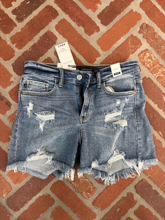 Judy Blue Pants - Judy Blue Distressed Denim Shorts - Light Blue
